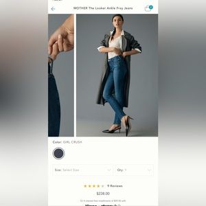 MOTHER looker ankle fray girl crush size 24